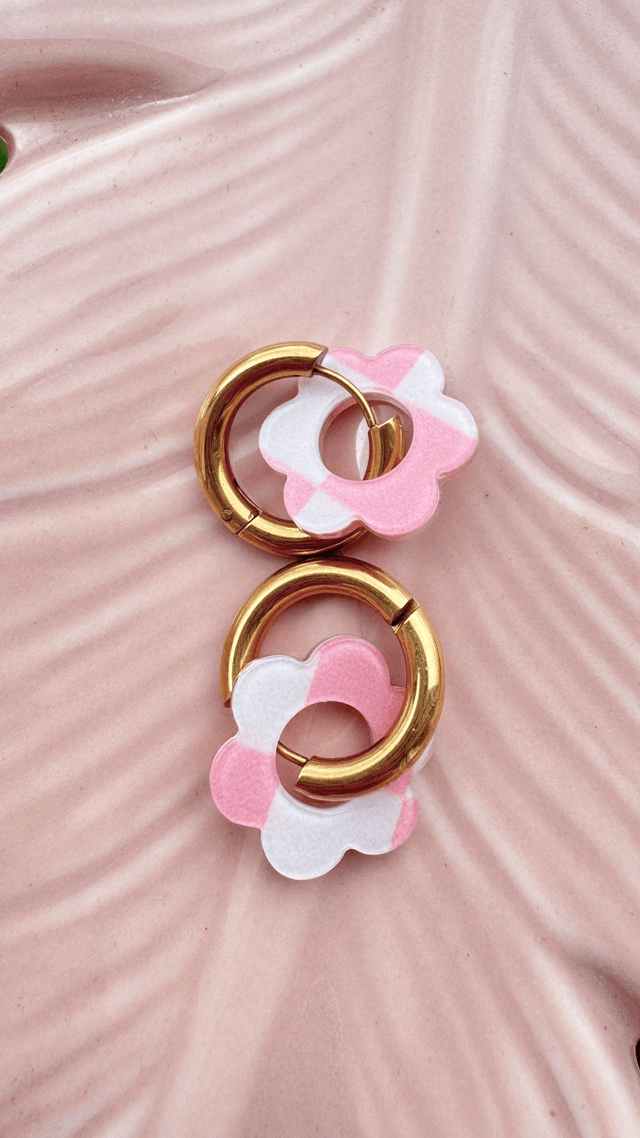 Boucles creoles +pendentifs fleurs 18 mm