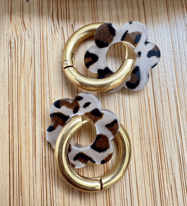 Boucles creoles +pendentifs fleurs 18 mm