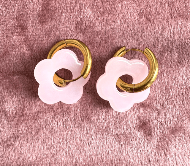 Boucles creoles +pendentifs fleurs 20 mm