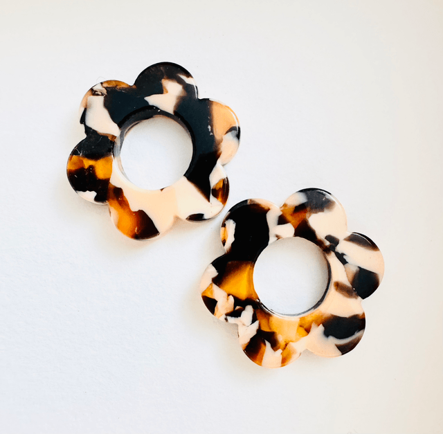 Boucles creoles +pendentifs fleurs 18 mm