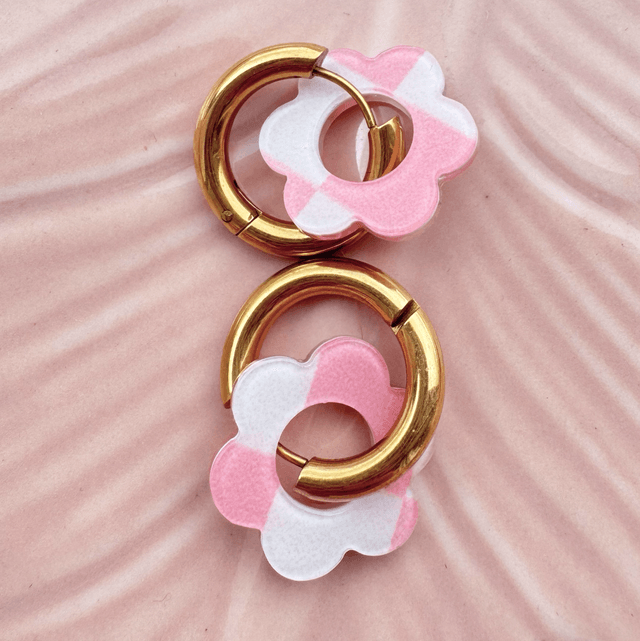 Boucles creoles +pendentifs fleurs 18 mm