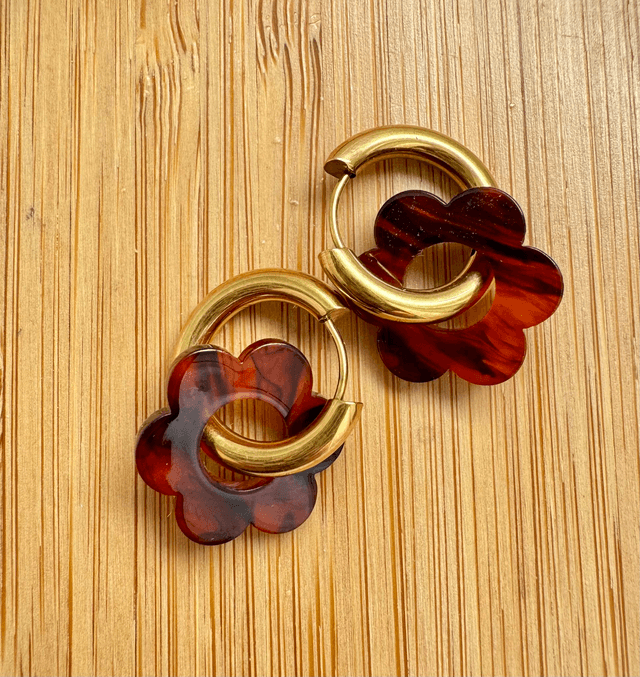Boucles/ Pendentifs fleurs acrylique ou acétate 18 mm