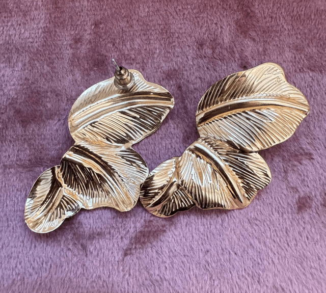Boucles d'oreilles feuille dorée