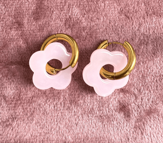 Boucles creoles +pendentifs fleurs 20 mm